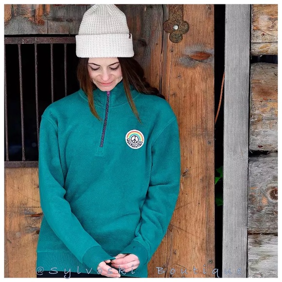 🔥Quiksilver Polar half zip fleece in teal NWT - Picture 5 of 7